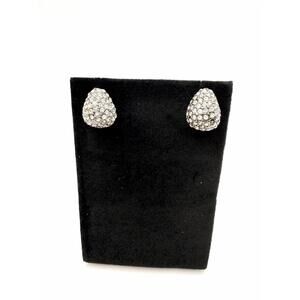 Robert Morris Lee Stud Earring Silver Pave Pear Shaped